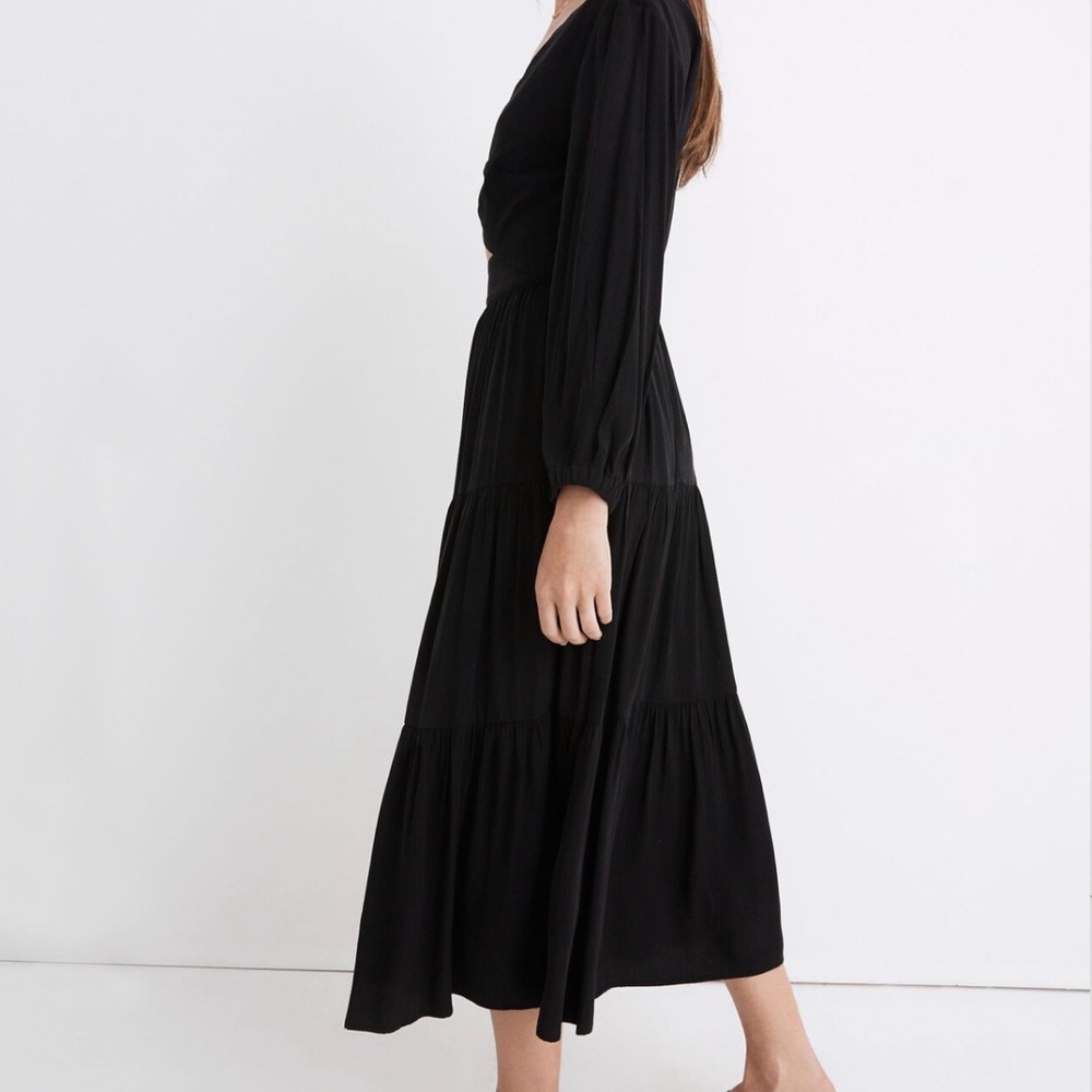 Madewell Black Tiered Maxi Dress with Front Cutout - Picture 2 of 7
